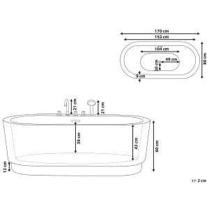 Freestanding Bath with Fixtures 1700 x 800 mm Black EMPRESA