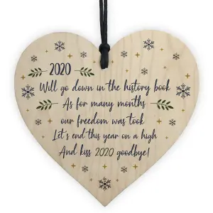 2020 Lockdown Poem Wooden Heart Christmas Tree Decoration Family Gift