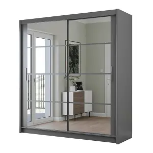 Sliding Door Wardrobe DAKOTA 203 cm Grey