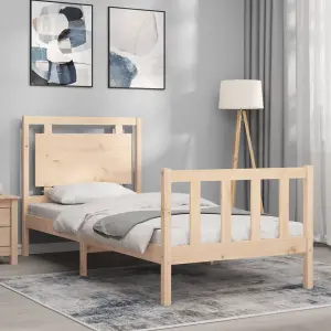 Berkfield Bed Frame with Headboard 90x200 cm Solid Wood