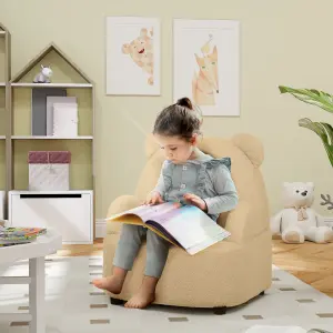 AIYAPLAY Kids Armchair, Bear Shaped Toddler Chair for Bedroom - Khaki