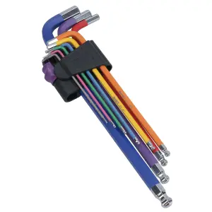 Metric Long Ball Ended Allen hex Keys Multicoloured Anti Slip 1.5 - 10mm 9pc