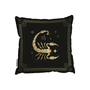 Zodiac scorpio horoscope in black & gold (outdoor cushion) / 60cm x 60cm