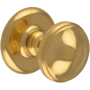 81mm Traditional Centre Front Door Round Dome Knob Polished Brass Outdoor Handle