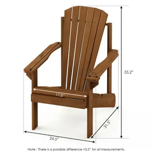 Furinno Tioman Small Hardwood Adirondack Patio Chair in Teak Oil, Natural