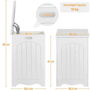 Yaheetech White Wooden Laundry Basket with Hinged Lid