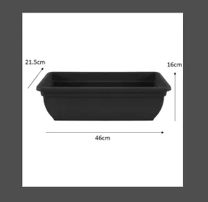 4 x Black Trough Plant Pot Plastic Winchester Garden Flower Patio Planter 46cm