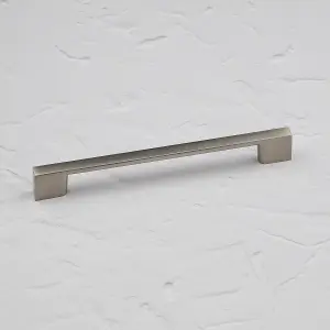 160mm Brushed Nickel Cabinet Handle Thin Square Cupboard Door Drawer Pull Bedroom Bathroom Furniture Replacement Upcycle