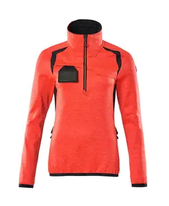 Mascot Accelerate Safe Ladies Half Zip Microfleece (Hi-Vis Red/Dark Navy)  (Medium)