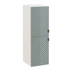 Bathroom Wall Cabinet Tall Floating Storage Unit Ribbed Fluted Door Beige Cara