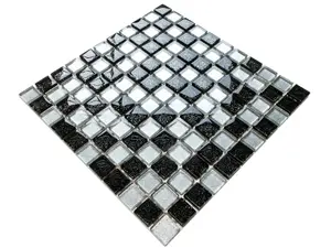 Glass mosaic on mesh for bathroom or kitchen 300mm x 300mm - Starry black