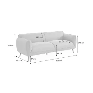 sweeek. 3-seater sofa with metal legs Soft Beige 205x82.3x76.3 cm