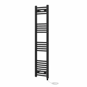 Rinse Bathrooms Electric Heated Towel Rail Curved Black Bathroom Towel Radiator 1400x300mm - 800W