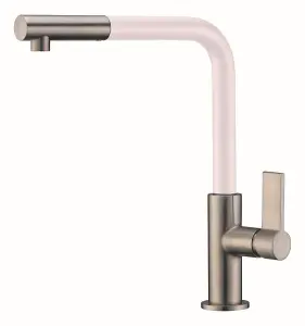 Clearwater Auriga Pull Out Kitchen Tap Brushed Nickel & White - AUR2BN