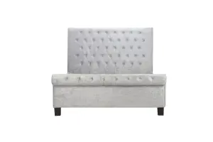 Birlea Sienna Small Double Bed In Steel Crushed Velvet