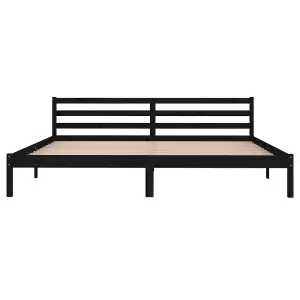 Berkfield Day Bed Solid Wood Pine 200x200 cm Super King Black