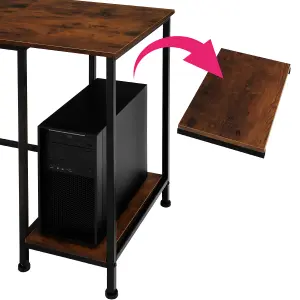 Desk Stoke - 2 side shelves with 2 storage compartments each - Industrial wood dark, rustic