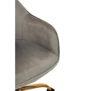 Interiors by Premier Brent Grey Velvet And Gold Home Office Chair