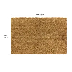 JVL Manor Plain Natural Coir Backed Door Mat, Latex, 40x60cm, Brown