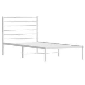 Berkfield Metal Bed Frame with Headboard White 75x190 cm 2FT6 Small Single