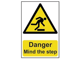 Danger Mind the Step Safety Sign - 200x300mm PVC