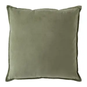 Velvet Green Plain Indoor Cushion (L)50cm x (W)50cm