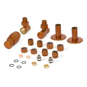 Terma Royal True copper Angled Radiator valve & lockshield (Dia)15mm x ½"