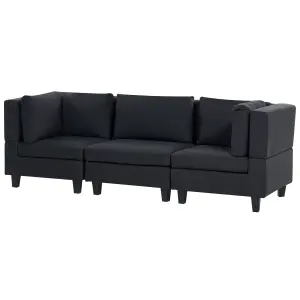 3-Seater Modular Fabric Sofa Black UNSTAD