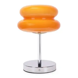 ValueLights Travis Orange Rechargeable Table Lamp with Macaron Lampshade