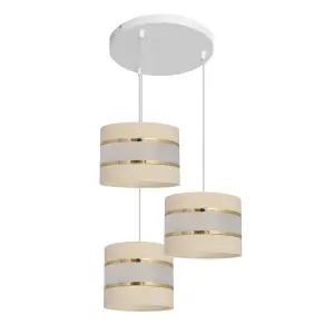 Luminosa Helen Cluster Pendant Ceiling Light Ecru, Gold, White 35cm