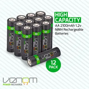 Venom High Capacity Rechargeable AA / AAA Batteries (Includes 12 x AA plus 12 x AAA)