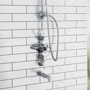 ENKI Chrome Traditional Round Wall Mounted Mixer Tap Solid Brass Spout for Bath or Basin