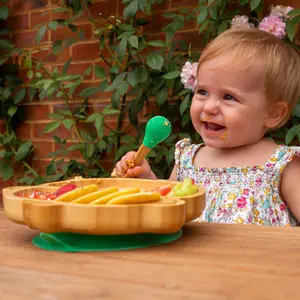 Tiny Dining - Monkey Bamboo Suction Baby Feeding Set - Black - 4pc