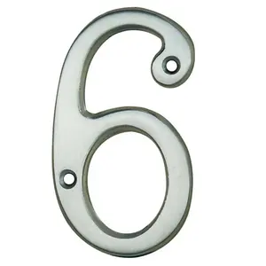 Satin Chrome Door Number 6/9 75mm Height 4mm Depth House Numeral Plaque