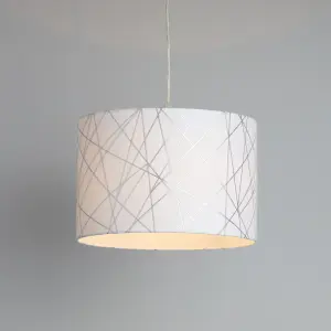 Carme White Silver effect Drum Light shade (D)30cm