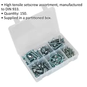 150 Piece High Tensile Setscrew Assortment with Storage Box - M5 to M10