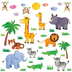 Walplus Jungle Animals, Children Wall Stickers, Diy Art, Nursery Decorations Kids Sticker PVC Green