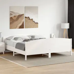 Berkfield Bed Frame without Mattress White 200x200 cm Solid Wood Pine