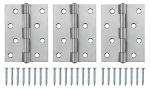 Stainless steel Butt Door hinge N432 (L)100mm (W)100mm, Pack of 3