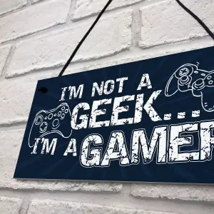 Red Ocean Gamer Novelty Gifts Hanging Plaque Gamer Door Sign Bedroom Accessories Gift For Dad Brother