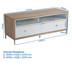 Chaplin TV-Stand with 1 Flap White/Light Grey