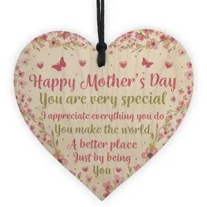 Red Ocean Mothers Day Gifts For Mum Mummy Handmade Wooden Heart Plaque Mum Gift From Daughter Son