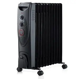 2500W Oil Filled Radiator with 11 Fins Black