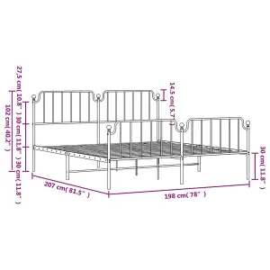 Berkfield Metal Bed Frame without Mattress with Footboard Black 193x203cm