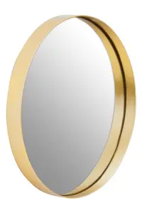 Interiors by Premier Timeless Small Gold Finish Wall Mirror, Easy To Install Circular Wall Mirror, Versatile Mirror for Home