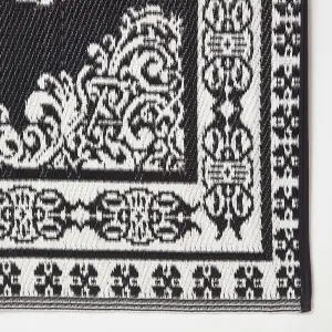 Homescapes Black and White Motif Design Reversible Outdoor Rug