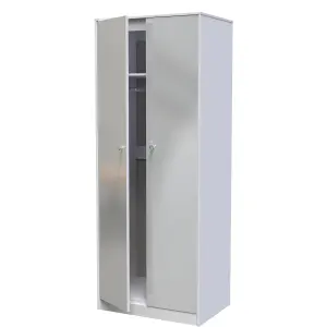 Taunton 2 Door Wardrobe in Uniform Grey Gloss & White (Ready Assembled)