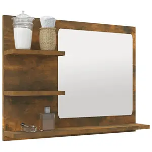 Berkfield Bathroom Mirror Smoked Oak 60x10.5x45 cm Engineered Wood