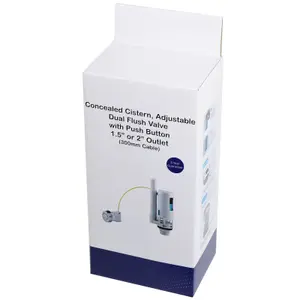 SPARES2GO Adjustable Dual Flush Toilet Valve Concealed Cistern with Push Button (1.5" / 2" Outlet, 300mm Cable)