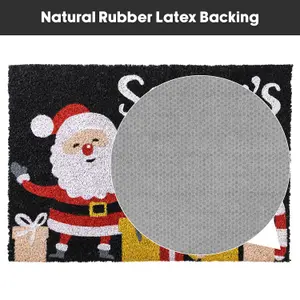 JVL Latex Christmas Coir Door Mats - 40 x 58cm - Santa